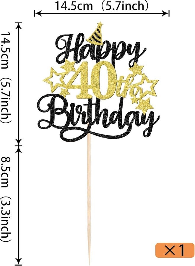 Confetti! Glittering 40th Birthday Cake Topper with Star Hat - Cheers to 40 Years! Fabulous Cake Decorations for Adults 40th Birthday & Anniversary Party Supply - Image 3